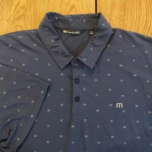 Travis Mathew Navy graphic polo Wolf Laurel XXL mens Golf Pima Cotton Recycled